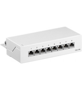 CAT 6a Mini/Desktop Patch Panel, 8 Port, white - STP shielded