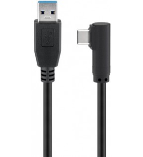 USB-C™ to USB A 3.0 cable, 90°, black, 1 m - USB 3.0 male (type A) - USB-C™ male