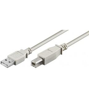 USB 2.0 Hi-Speed kabel, grå, 5 m - USB 2.0 han (type A) - USB 2.0 han (type B)