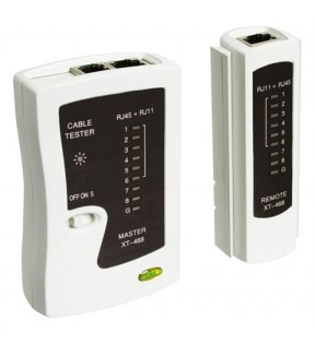 Network cable tester, black-white - for testing CAT 5/6 network and ISDN connections