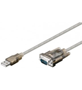 USB seriel RS 232-konverter, gennemsigtig, 1,5 m - USB 2.0 han (type A) - D-SUB / RS-232 han (9-polet)