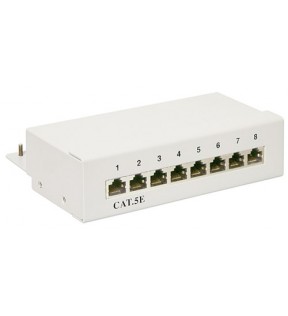 CAT 5e Mini/Desktop Patch Panel, 8 Port, grey - STP shielded