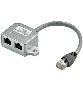 Cable splitter (Y-adapter), grey - pinout CAT 5 Ethernet + ISDN, FTP shielded