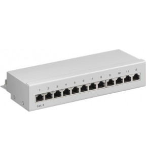 CAT 6 Mini/Desktop Patch Panel, 12 Port, grey - STP shielded