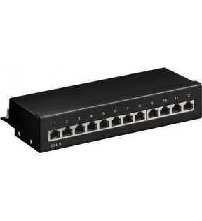 CAT 6 Mini/Desktop Patch Panel, 12 Port, black - STP shielded