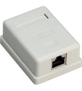 1-port RJ45 surface mount installation box, CAT 6, STP, white, 1 pieces - shielded