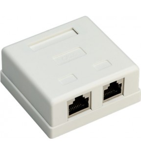 2-port RJ45 overflademonteret installationsboks, CAT 6, STP, hvid, 2 stk - afskærmet