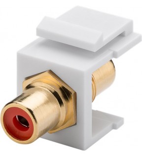 Keystone Cinch/RCA module, red - 14.7 mm width, 2 RCA female, red, gold-plated