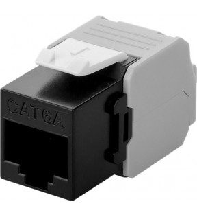 Keystone module RJ45 CAT 6ₐ, UTP, black - 17.1 mm width, crocodile type, for IDC connectors (toolless)