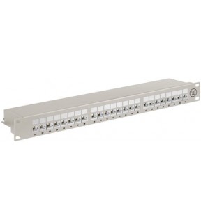 CAT 6a 19 inch (48.3 cm) Patch Panel, 24 Port, grey - STP shielded