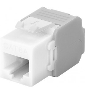 Keystone module RJ45 CAT 6ₐ, UTP, white - 17.1 mm width, crocodile type, for IDC connectors (toolless)
