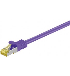 RJ45 patchkabel CAT 6A S / FTP (PiMF), 500 MHz, med CAT 7 rå kabel, violet, 30 m - LSZH halogenfri, RJ45 (CAT6A) stik, 
