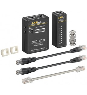 Network cable tester set, black - for testing CAT 5/6 network and ISDN connections