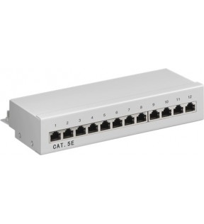 CAT 5e Mini/Desktop Patch Panel, 12 Port, grey - STP shielded