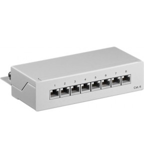 CAT 6 Mini/Desktop Patch Panel, 8 Port, grey - STP shielded