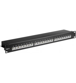 CAT 6 19 inch (48.3 cm) Patch Panel, 24 Port, black - STP shielded