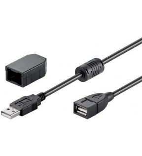 USB 2.0 Hi-Speed extension cable with securing clip, black, 2 m - USB 2.0 male (type A) - USB 2.0 female (type A)
