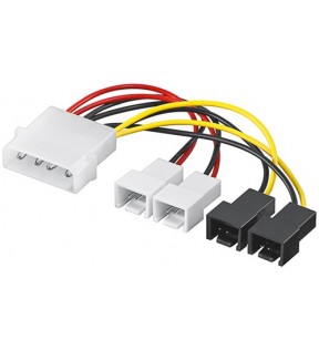 Strømkabel / adapter til pc-blæsere, 5,25 tommer han til blæser 2x 12 V / 2x 5 V, 0,15 m - 4-polet - 2x 2-polet 12 V 