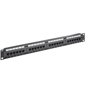 CAT 5e 19 inch (48.3 cm) Patch Panel, 24 Port, UTP, black - UTP unshielded, black