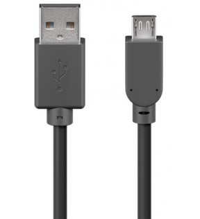 USB 2.0 Hi-Speed kabel, sort, 0,6 m - USB 2.0 han (type A) - USB 2.0 mikro han (type B)