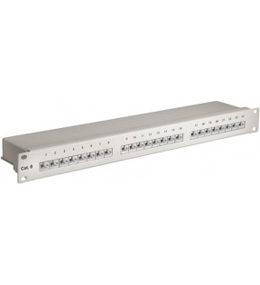CAT 6 19 inch (48.3 cm) Patch Panel, 24 Port, grey - STP shielded