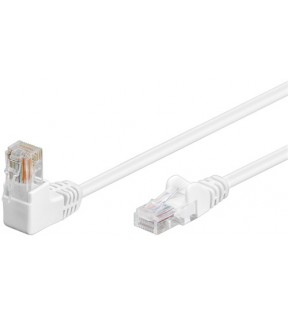 CAT 5e patchcable 1x 90°angled, U/UTP, white, 0.25 m - CCA
