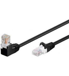 CAT 5e patchcable 1x 90°angled, U/UTP, black, 0.25 m - CCA
