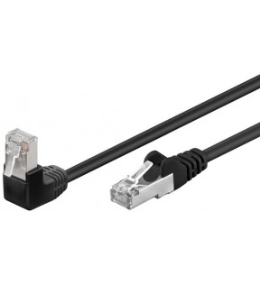 CAT 5e patchcable 1x 90°angled, F/UTP, black, 0.5 m - CCA