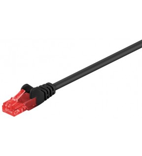 CAT 6 patch kabel, U / UTP, sort, 0,25 m - CCA materiale