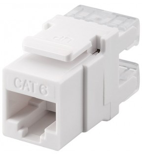 Keystone module RJ45 CAT 6, UTP, 250 MHz, white - 16.7 mm width, for IDC connectors (toolless)