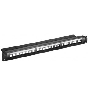 19-Zoll (48.3 cm) Keystone blank Patch Panel (1 HE), black - for 24x Keystone modules