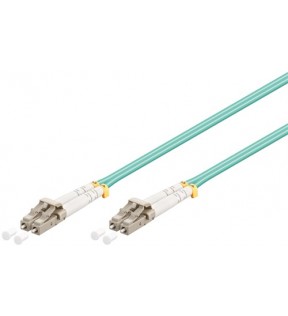 Optisk fiberkabel, Multimode (OM3) Aqua, 0,5 m, turkis - LC han (UPC) - LC han (UPC)