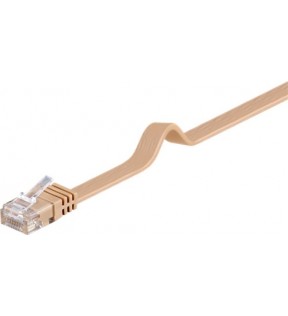CAT 6 Flat-patch cable, U/UTP, light brown, 15 m - CU