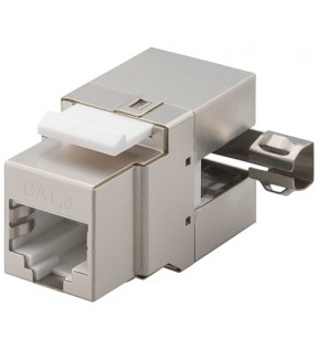 Keystone-modul RJ45 CAT 6, STP, 250 MHz, sølv - 17,2 mm bredde, til IDC-stik (værktøjsfri), 90 ° vinklet output
