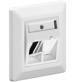 Frontplade til montering af keystone-stik, hvid - til 2x RJ45 SNAP-IN-moduler