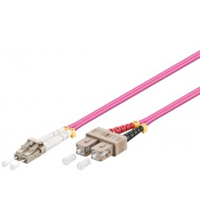 Optical fibre cable, Multimode (OM4) Violett, 20 m - LC male (UPC) - SC male (UPC)