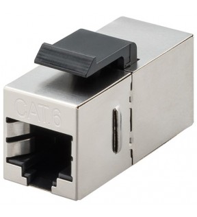Keystone module CAT 6, STP, slim type, black-silver - 15.9 mm width, 2 RJ45 female (8P8C)