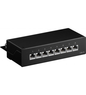 CAT 6 Mini/Desktop Patch Panel, 8 Port, black - STP shielded