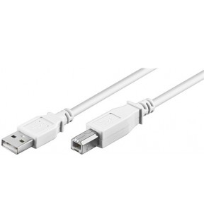 USB 2.0 Hi-Speed kabel, hvid, 1 m - USB 2.0 han (type A) - USB 2.0 han (type B)
