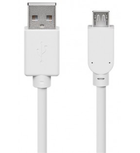 USB 2.0 Hi-Speed kabel, hvid, 1 m - USB 2.0 han (type A) - USB 2.0 mikro han (type B)