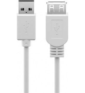USB 2.0 Hi-Speed forlængerkabel, hvid, 3 m - USB 2.0 han (type A) - USB 2.0 hun (type A)