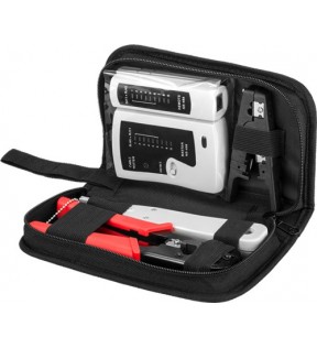Tool set for telephone and network installation - for installing and testing the home network