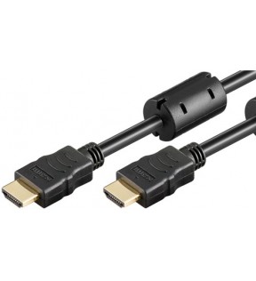 Goobay Series 1.4 High Speed HDMI ™ -kabel med Ethernet (ferrit), 1,5 m, sort, støvbeskyttelsespose - HDMI ™ han (ty