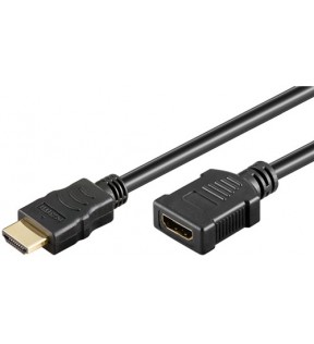 Goobay Series 1.4 High Speed HDMI ™ forlængerkabel med Ethernet, 2 m, sort, støvbeskyttelsespose - HDMI ™ han (type