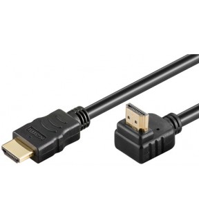 Goobay Series 1.4 High Speed HDMI ™ 90 ° -kabel med Ethernet, 0,5 m, sort, Støvbeskyttelsespose - HDMI ™ han (type A)