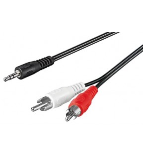 Goobay lydkabel AUX-adapter, 3,5 mm han til stereo RCA han, 5 m, sort, støvbeskyttelsespose - 3,5 mm han (3-polet, ster