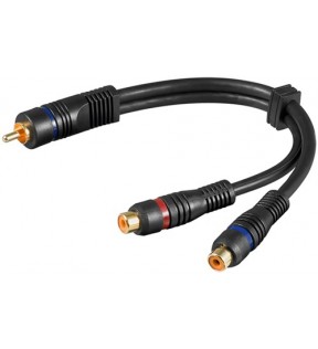 Goobay Audio Y adapterkabel, stereo RCA han til 1x stereo RCA hun, OFC, dobbelt afskærmet, 0,2 m, sort, Støvbeskyttels