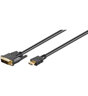 Goobay DVI-D / HDMI ™ -kabel, forgyldt, 5 m, sort, Støvbeskyttelsespose - DVI-D han Single-Link (18 + 1 pin)&gt; HDMI