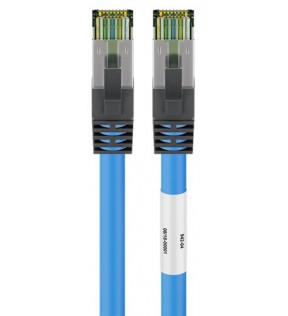 Goobay RJ45 (CAT 6A, 500 MHz) patchkabel med CAT 8.1 S / FTP råkabel, blå, 15 m, Støvbeskyttelsespose - LSZH halogenf