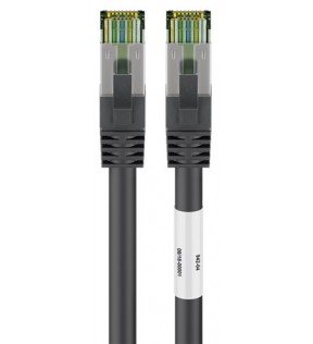 Goobay RJ45 (CAT 6A, 500 MHz) patchkabel med CAT 8.1 S / FTP råkabel, sort, 25 m, Støvbeskyttelsespose - LSZH halogenf